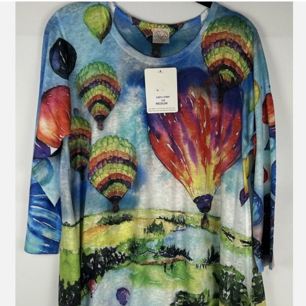 NWT Et Lois Hot Air Balloon Lightweight Oversize Tunic Top Womens M Art To Wear